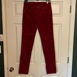 Red holiday corduroy pants.